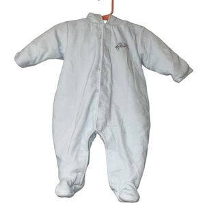 Kissy kissy baby blue block toy jersey lined baby bunting sz 6-9m